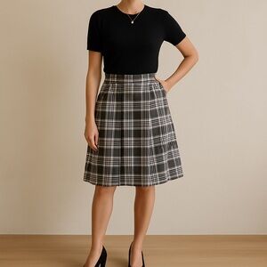 Classiques Entier Womens Skirt Black White Plaid A Line Size 6